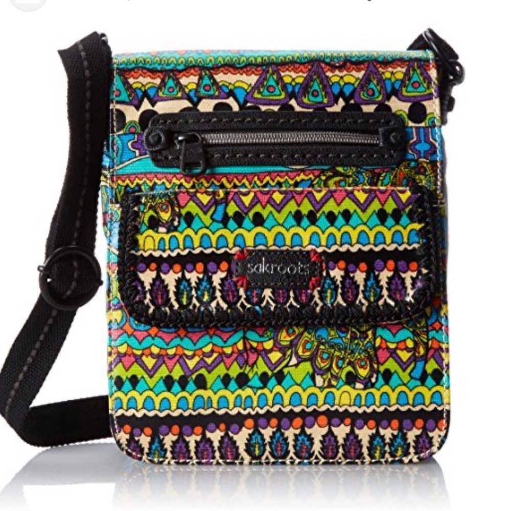 Sakroots Vintage Y2K Multi Color Boho Artistic Print Messenger Crossbody Bag